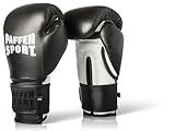 Paffen Sport PRO Klett Echtleder-Boxhandschuhe für das Sparring und Training – schwarz/weiß – 12UZ
